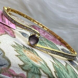 NWT created amethyst and created whites sapphire bangle bracelet